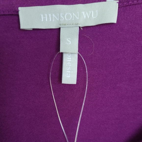 Hinson Wu Christy 3/4 Sleeve Tailored Knit VNeck Tee Shirt Boysenberry Sz S NWT - Picture 12 of 13